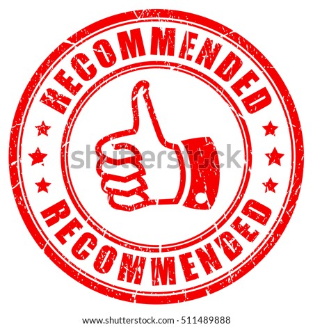 Red recommended rubber stamp vector illustration isolated on white background. Recommended stamp clip art. Recommended imprint.