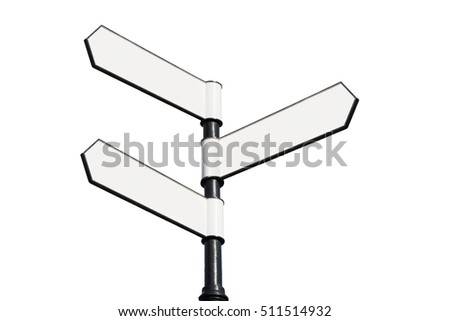 Isolated Blank Directional Signpost Arrows and clipping path inside