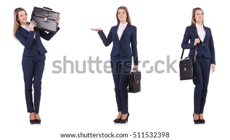 Businesswoman in suit isolated on white