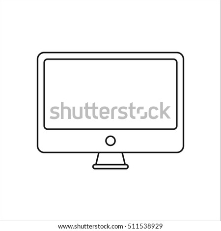 Monitor or PC screen symbol sign line icon on background