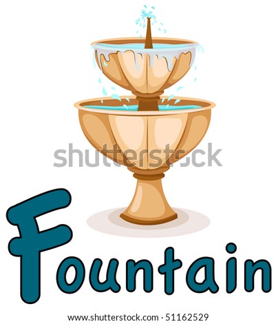 illustration of isolated  alphabet  F for fountain on white background