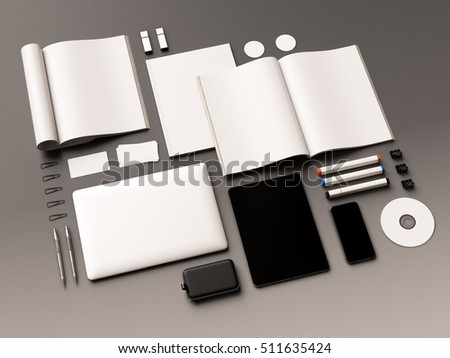 Blank magazine on a gray background. 3D illustration. High quality