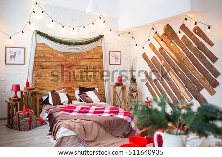 bedroom, Christmas decorations, Christmas tree