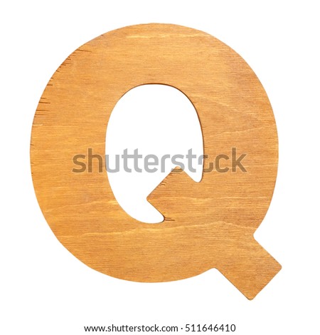 Vintage wooden letter Q on wooden background. One of full alphabet wooden set