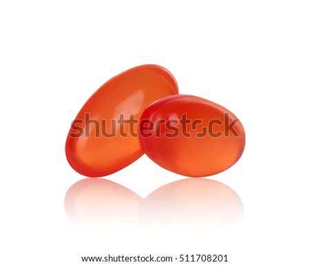 two pills closeup isolated on white background