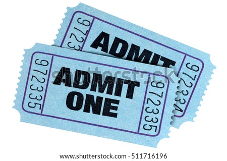 Two blue admit one movie tickets  Royalty-Free Stock Photo #511716196