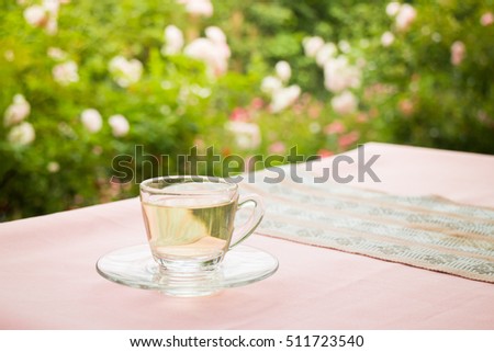 Tea time in the garden, stock photo