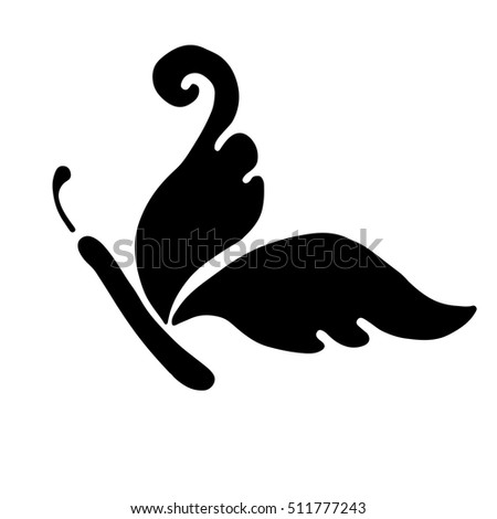 Vector black and white  illustration of insect. Butterfly isolated on the white background. Hand drawn decorative graphic vector logo, icon, sign, symbol, illustration. Simple design