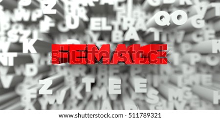 FEMALE -  Red text on typography background - 3D rendered royalty free stock image. This image can be used for an online website banner ad or a print postcard.