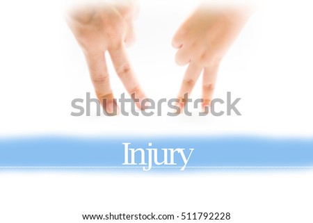 Injury - Heart shape to represent medical care as concept. The word Injury is a part of medical vocabulary in stock photo.