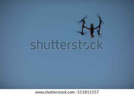 Drone fly over blue sky