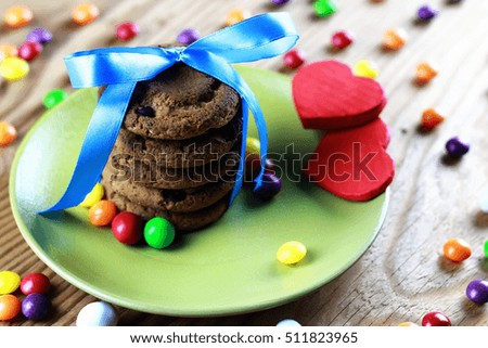cookies with ribbon on plate candy