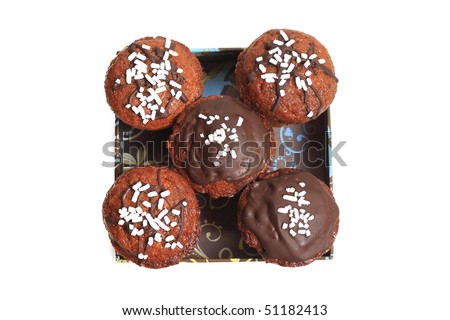 chocolate muffins in box