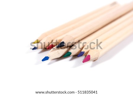 color pencils isolated on white. natural color.Natural crayon pencils isolated.Crayons pencils isolated