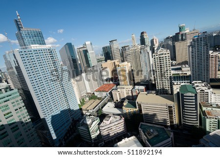 Makati Skyline, Manila - Philippines. Makati is a city in the Philippines`s Metro Manila region and the country`s financial hub. It`s known for the skyscrapers and shopping malls.