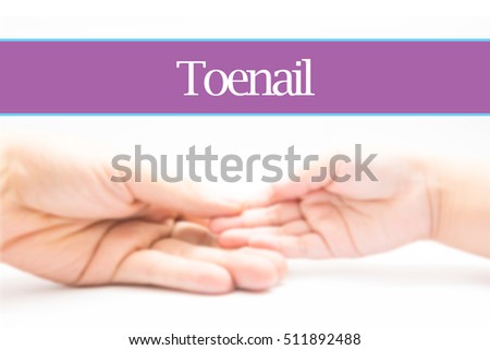 Toenail - Heart shape to represent medical care as concept. The word Toenail is a part of medical vocabulary in stock photo.