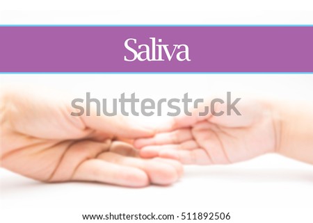 Saliva - Heart shape to represent medical care as concept. The word Saliva is a part of medical vocabulary in stock photo.