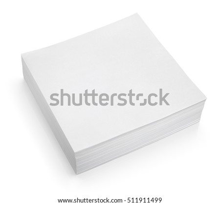 Stack of stick note (white paper) isolated on white with clipping path Royalty-Free Stock Photo #511911499