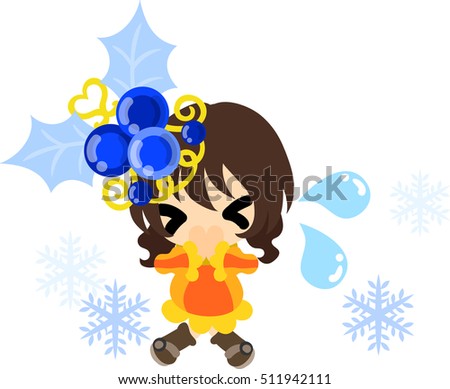 The cute illustration of Christmas and a girl -Wish-