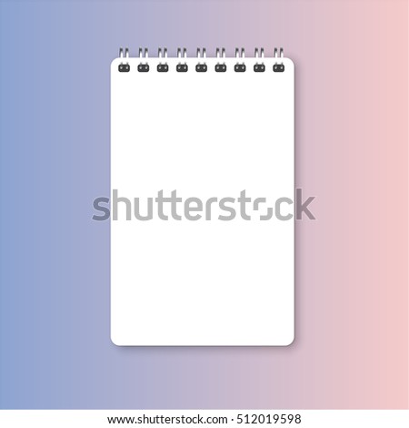blank realistic spiral notepad notebook on rose quartz and serenity gradient background