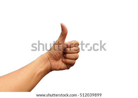 woman left hand showing thumps up or commend sign good and like.