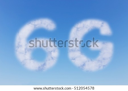 Clouds in the shape of 6G symbol with a blue sky background.
