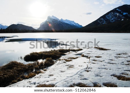 Vermilion Lake in Winter, Canadian Rockies, Alberta, Canada