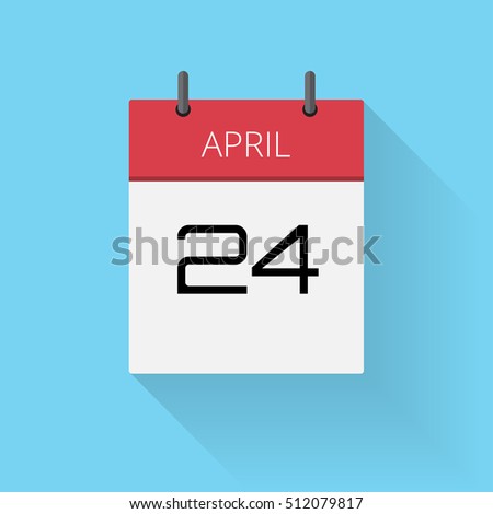 April 24, Daily calendar icon, Date and time, day, month, Holiday, Flat designed Vector Illustration
