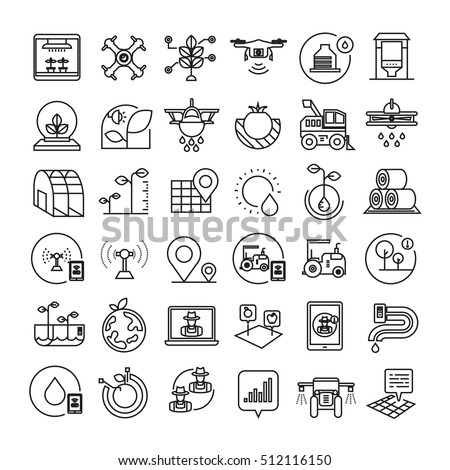 smart farm icons, smart agriculture icons, bold line Royalty-Free Stock Photo #512116150