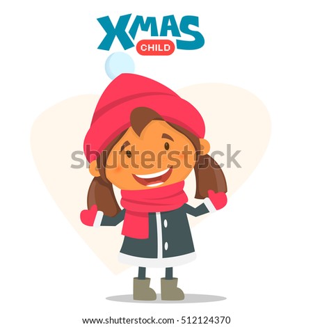 Cheerful child. Winter illustration on the theme of Christmas and New Year