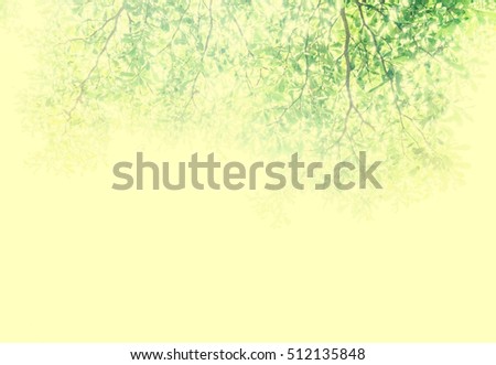 The Leaves branch silhouette with vintage style,Leaves on an paper, Intends to focus blurred images leaves, abstract water colored.