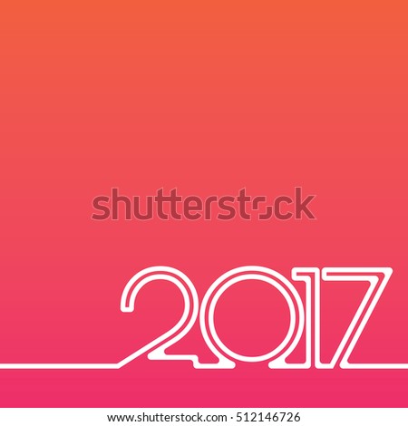 Vector colorful new year card. Modern bright cover with 2017 inscription. 2017 sign. Line minimalistic wallpaper. Isolated sign on background.