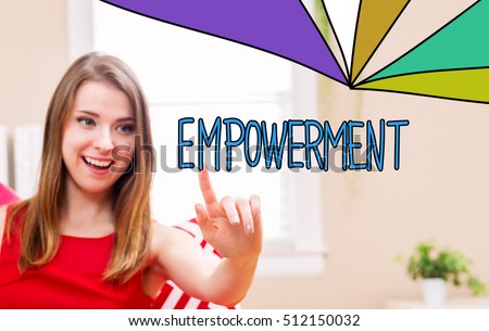 Empowerment concept with young woman in her home 