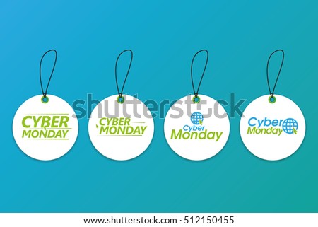 Set of cyber monday labels on a blue background, Vector illustration