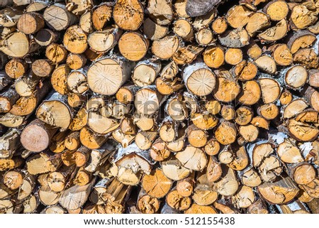 Stacked firewood pile