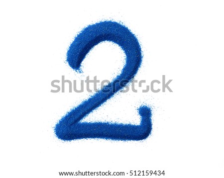 Arabic numerals, from blue sand.Number two/2.