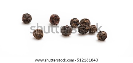 Black pepper isolated on white background. Spices. Royalty-Free Stock Photo #512161840
