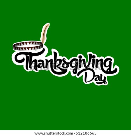 Thanksgiving day text on green background, Vector illustration