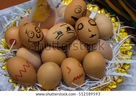Various emotional face of eggs