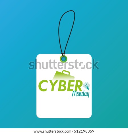 Isolated cyber monday label on a blue background, Vector illustration