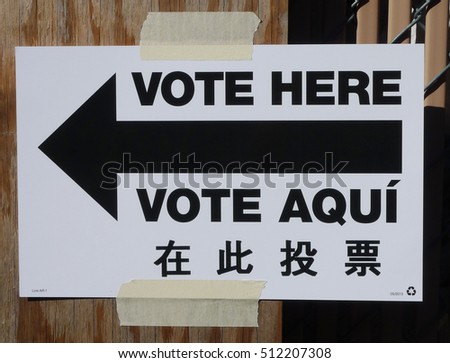 Sign at the voting site in New York.