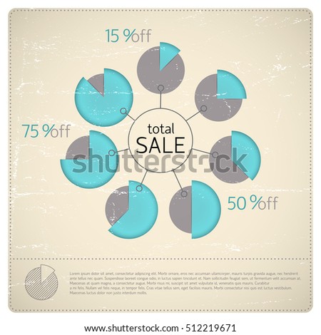 Blue diagram compotistion set with the relation between purchasing power during sales vector illustration