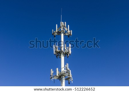 Telecommunications and Wireless Equipment Tower with Directional Mobile Phone Antenna - Landscape