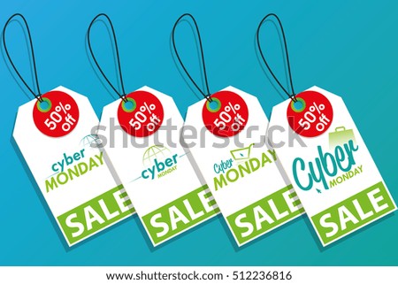 Set of cyber monday labels on a blue background, Vector illustration