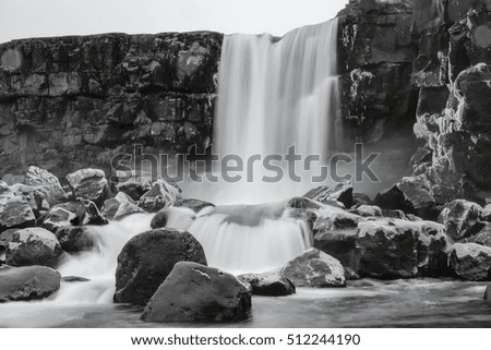 Iceland, waterfall blurry background