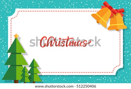 Christmas Lettering with Fir Trees and Bells