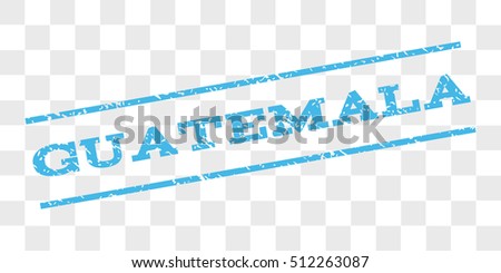 Guatemala watermark stamp. Text caption between parallel lines with grunge design style. Rubber seal stamp with dust texture. Vector light blue color ink imprint on a chess transparent background.