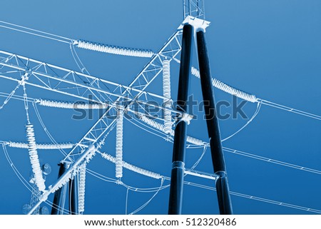 Electric power equipment in a substation, closeup of photo