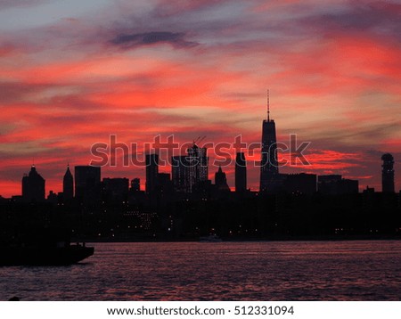 Manhattan with sunset, New York