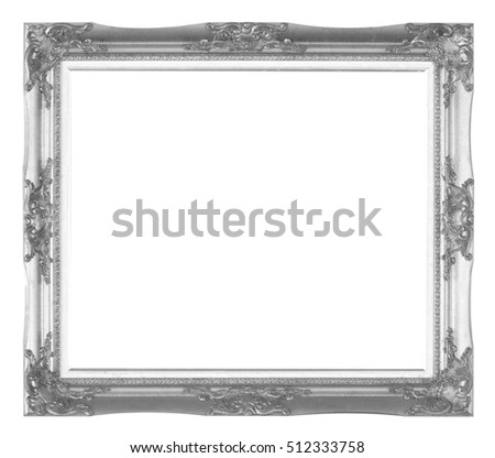 Old wooden frame silver isolated on white background.e